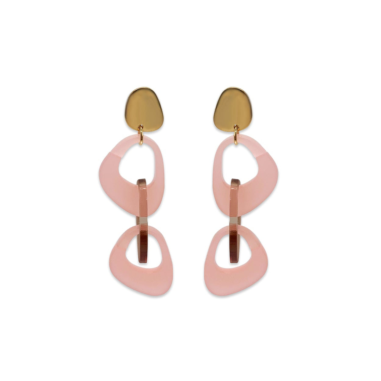 Pebble Link Earrings - Blush & Champagne