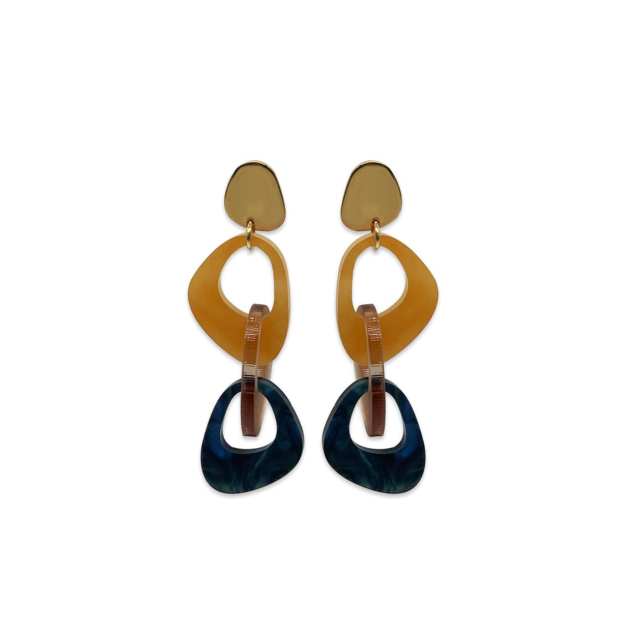 Pebble Link Earrings - Mica & Abalone