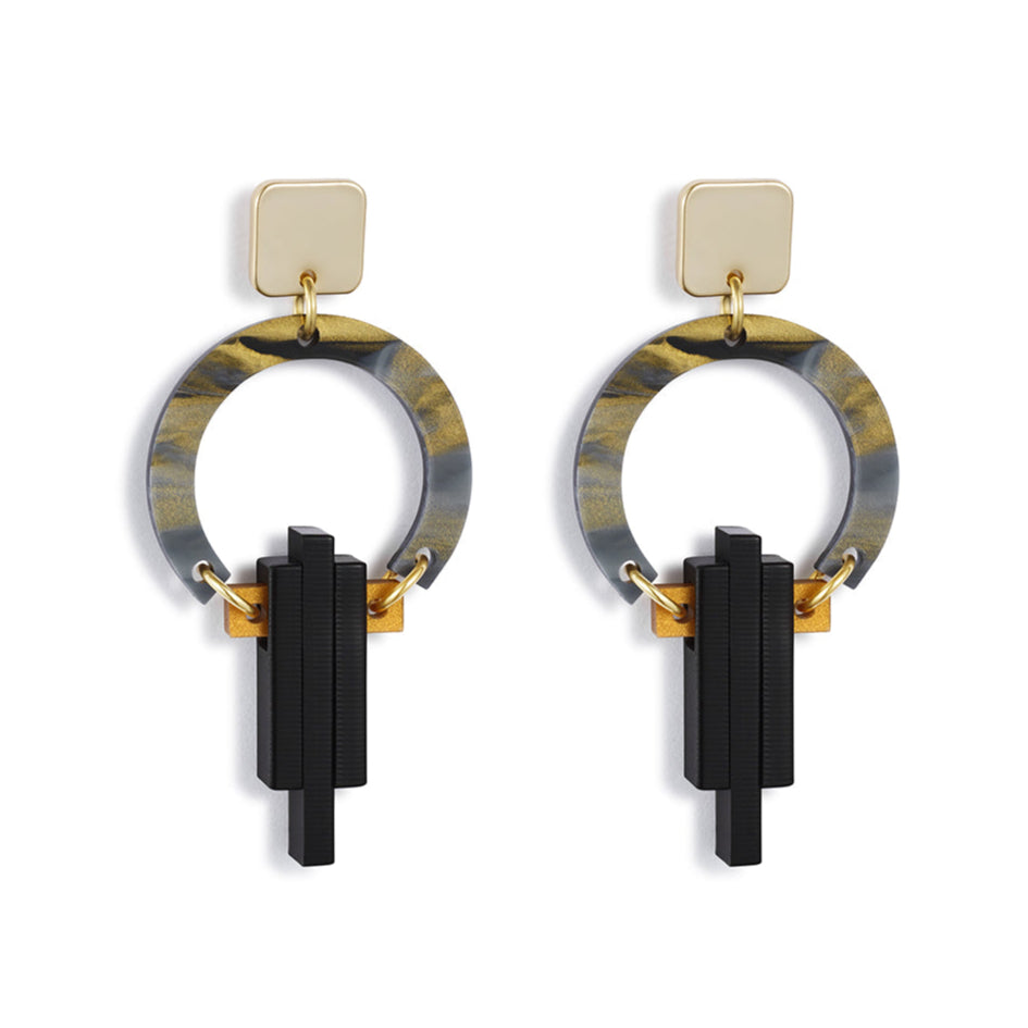 Petite Art Deco Chandeliers - Black Swirl