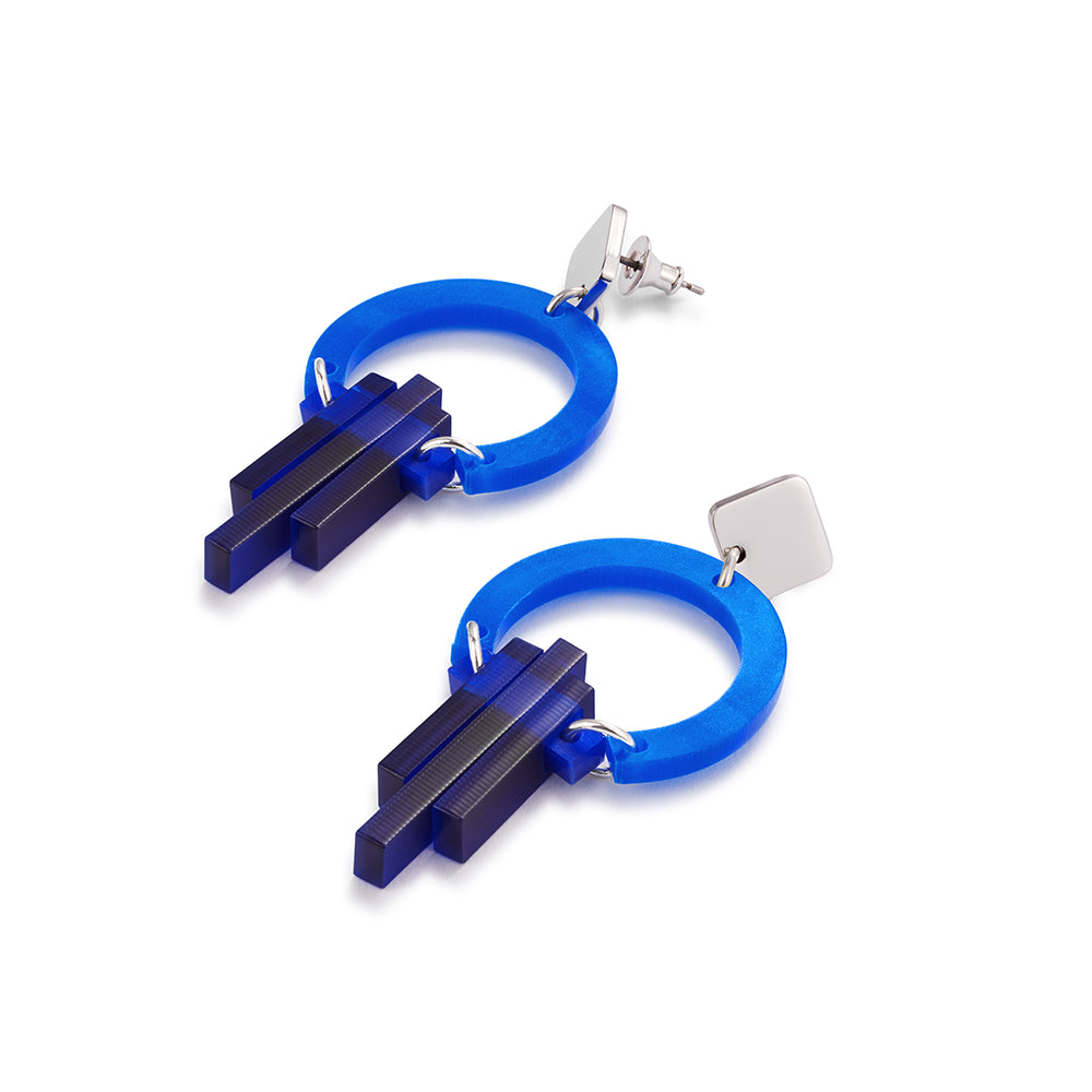 Petite Art Deco Chandelier Earrings - Royal Blue