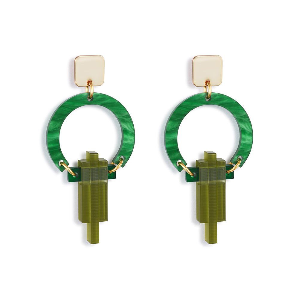 Petite Art Deco Chandeliers - Green