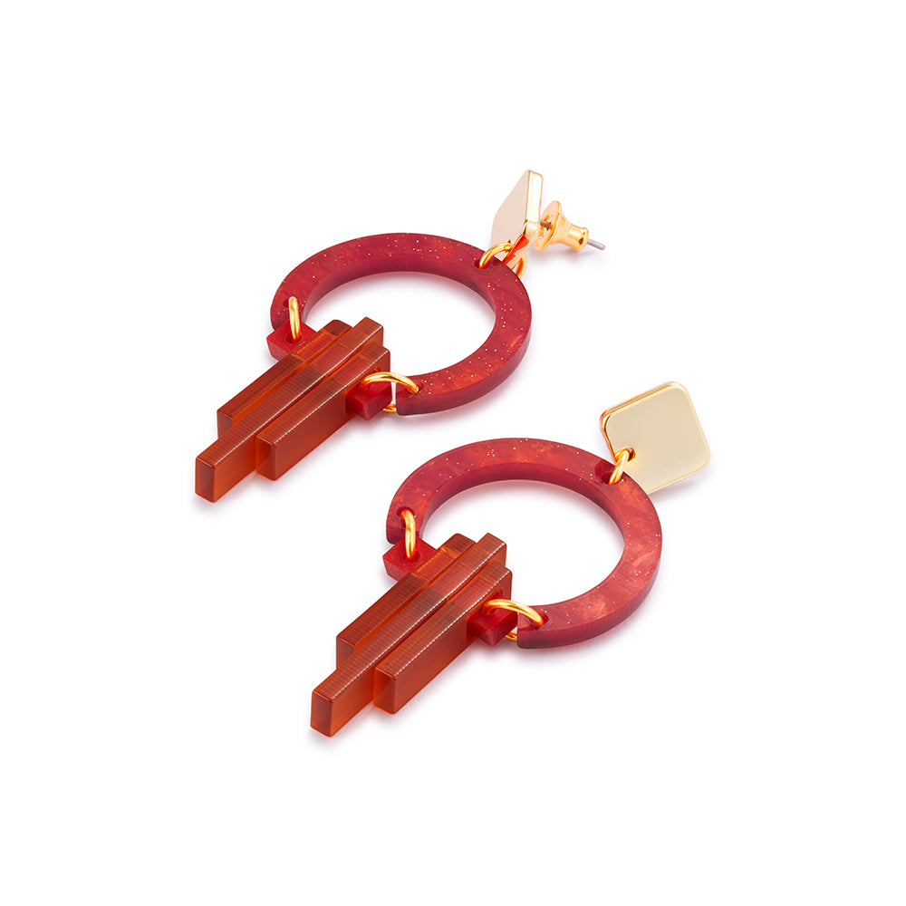 Petite Art Deco Chandeliers - Sienna Red