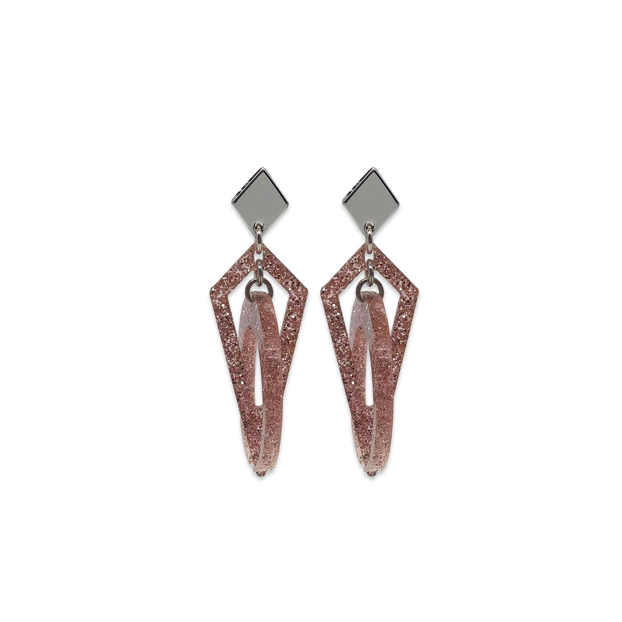 Petite Crescent Hoops - Pink Glitter