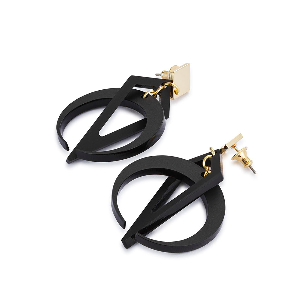Petite Crescent Hoops - Black