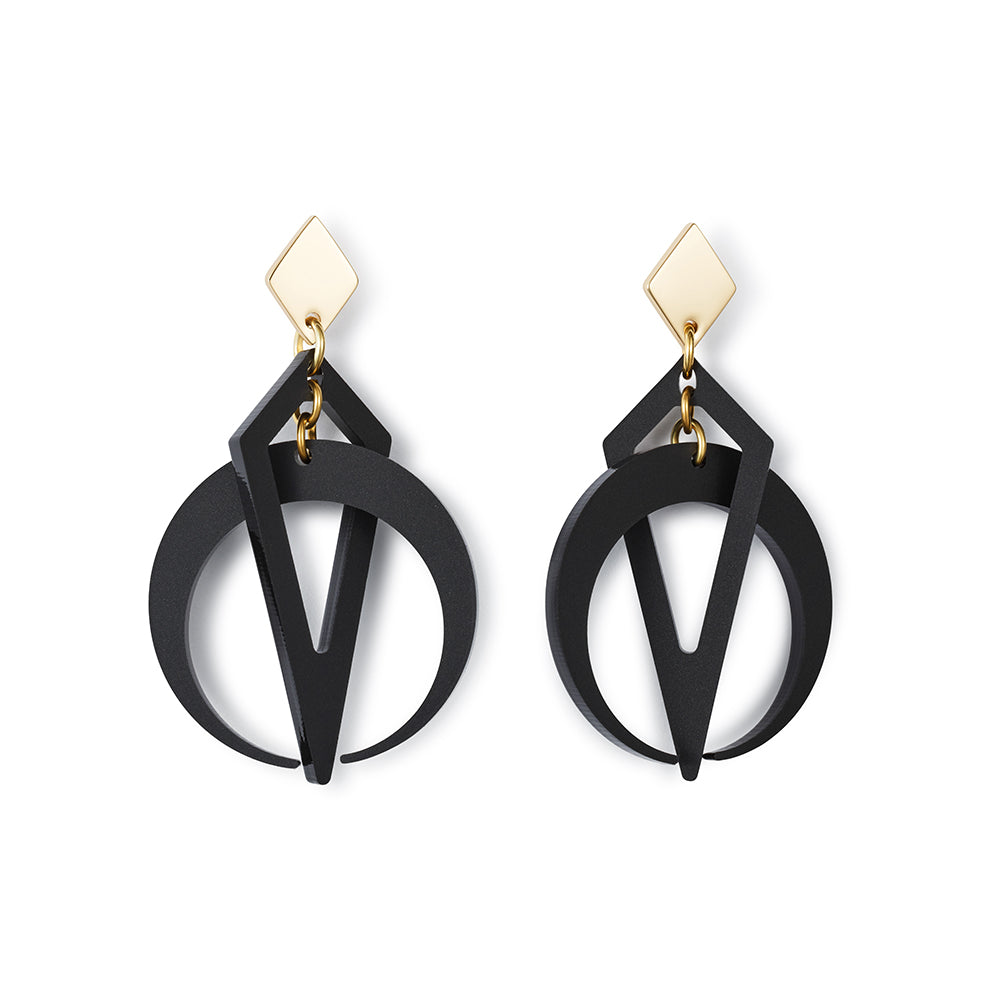 Petite Crescent Hoops - Black