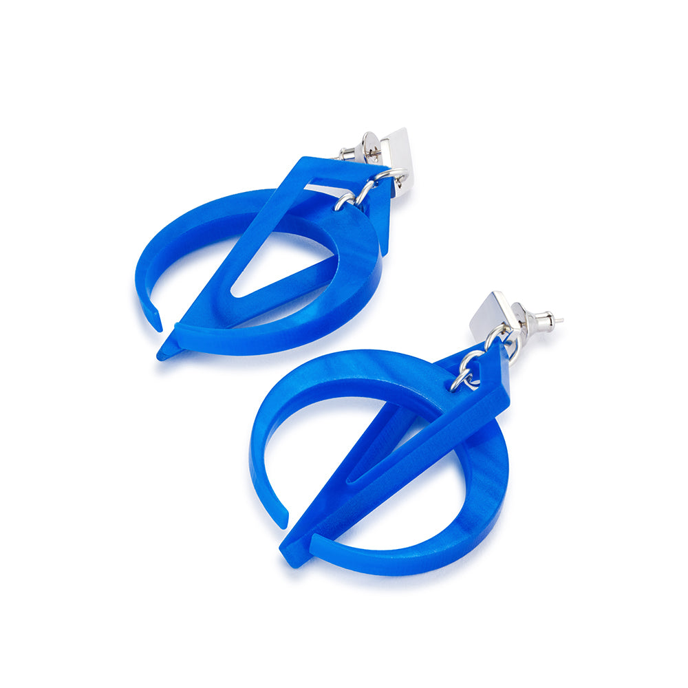 Petite Crescent Hoop Earrings - Royal Blue