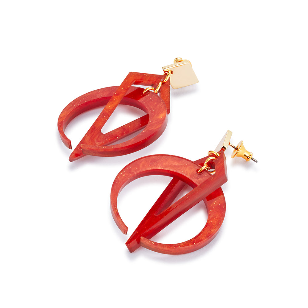 Petite Crescent Hoop Earrings - Sienna Red