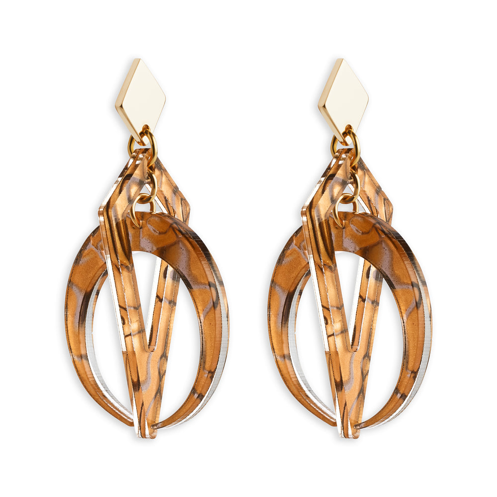 Petite Crescent Hoop Earrings - Tiger Shell