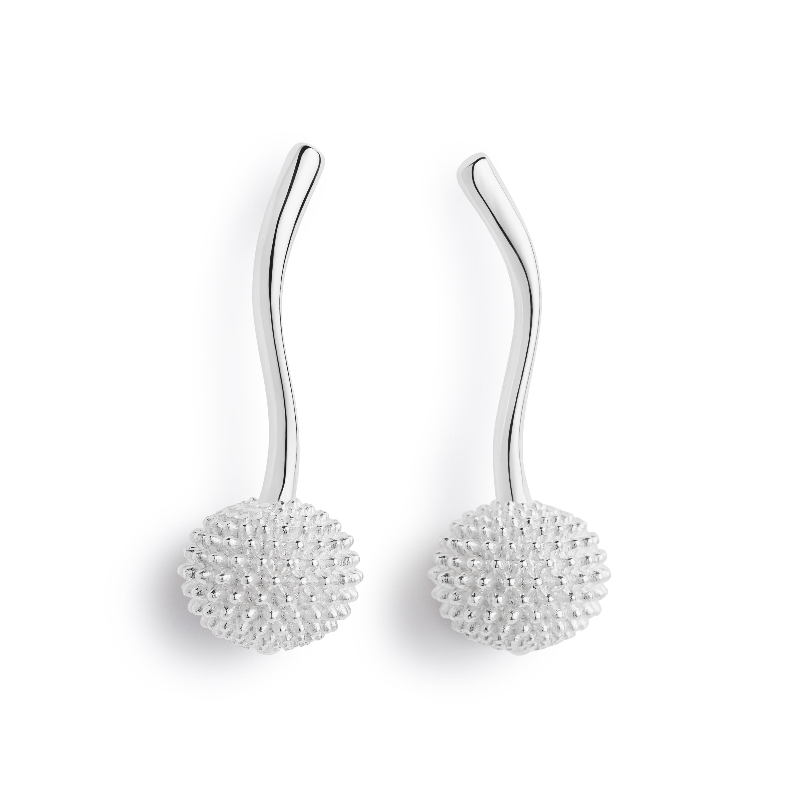 Pom Pom Drop Earrings - Sterling Silver