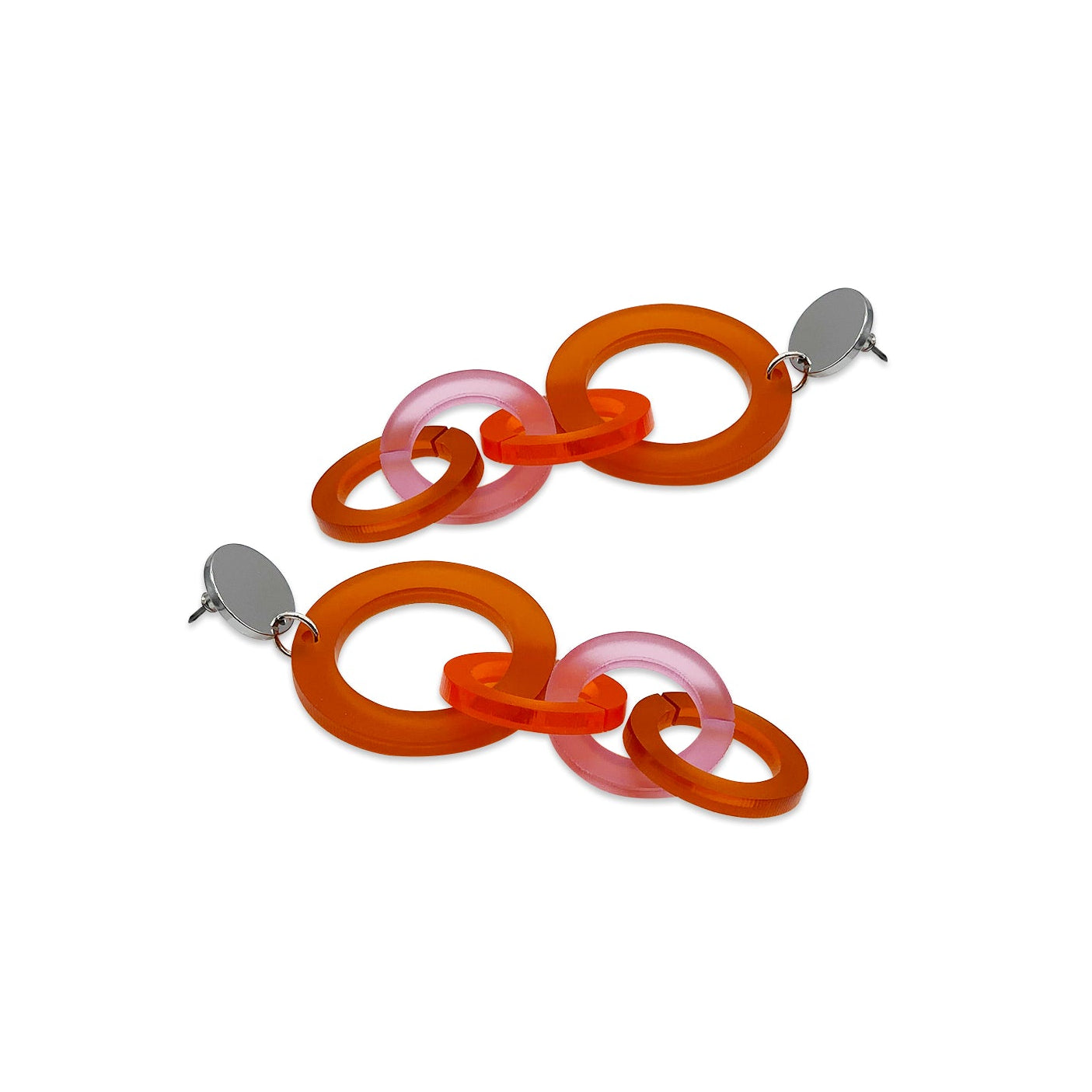 Pop Circles Earrings - Orange & Pink
