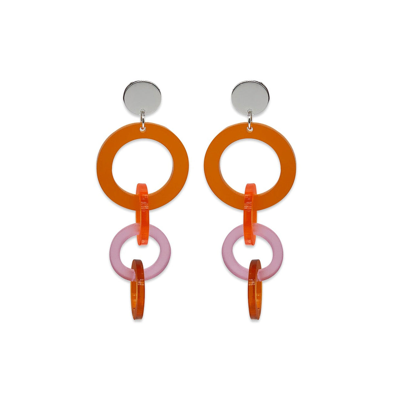 Pop Circles Earrings - Orange & Pink