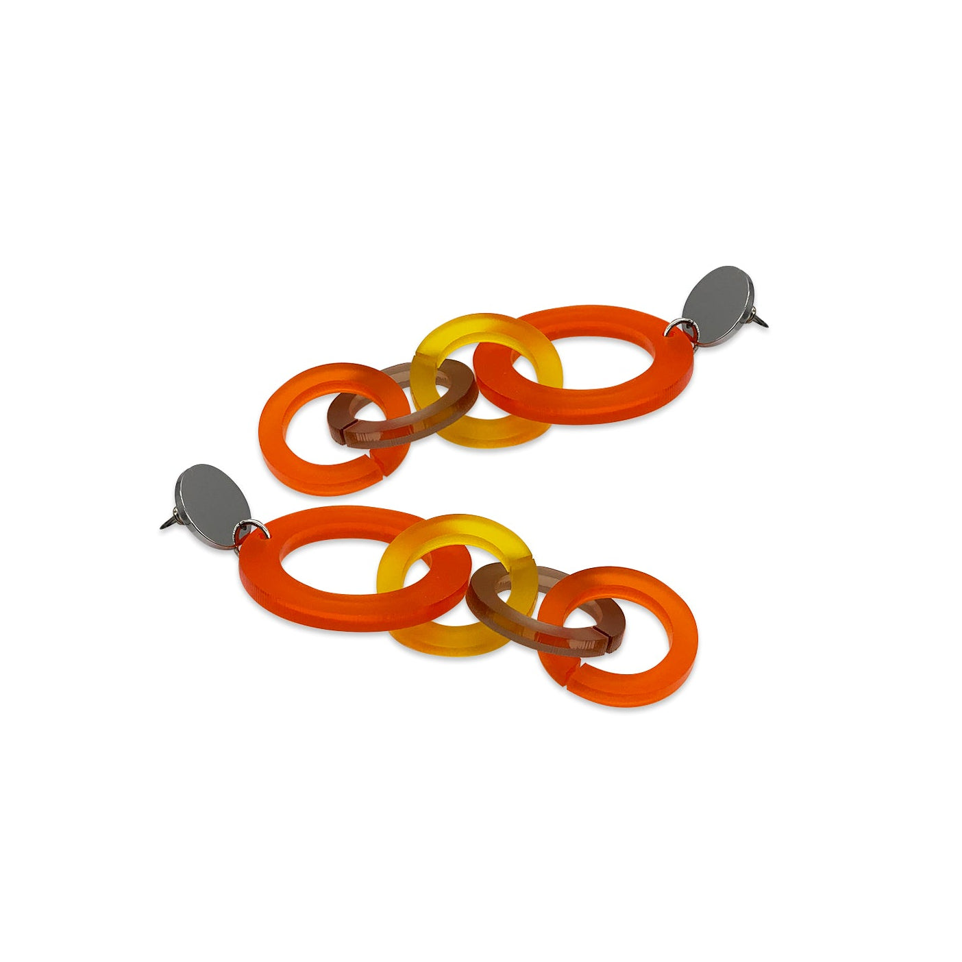 Pop Circles Earrings - Orange & Yellow