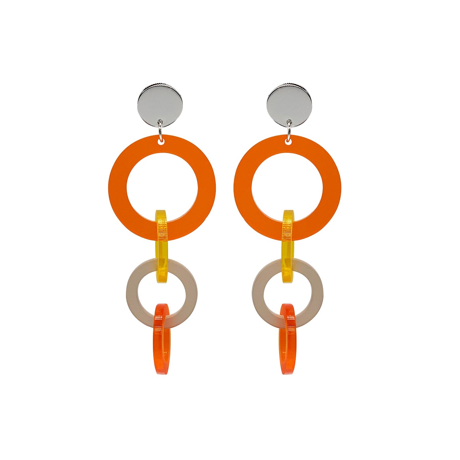 Pop Circles Earrings - Orange & Yellow