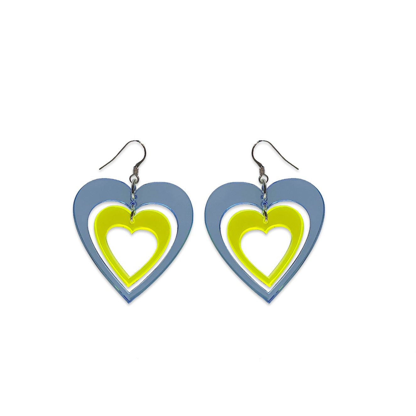 Pop Hearts - Blue & Neon Yellow