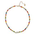 Beaded Necklace - Rainbow & Pearl