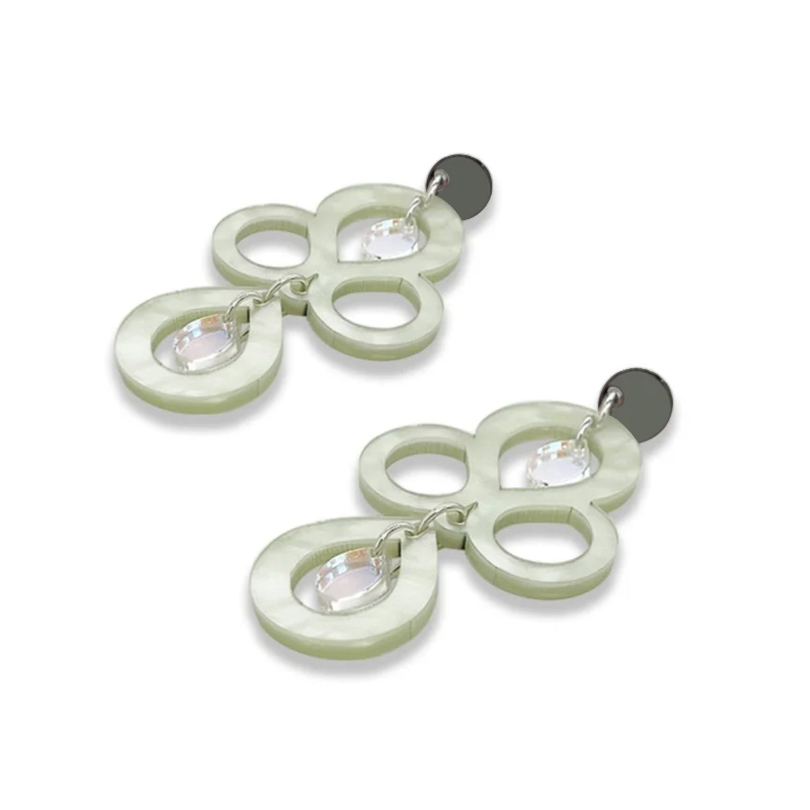 Petite Batik Earrings - Light Green & Iridescent