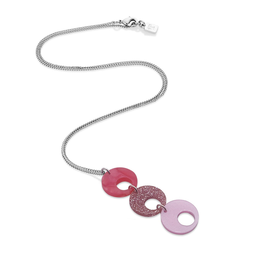 Retro Circles Pendant Necklace - Pink Mix