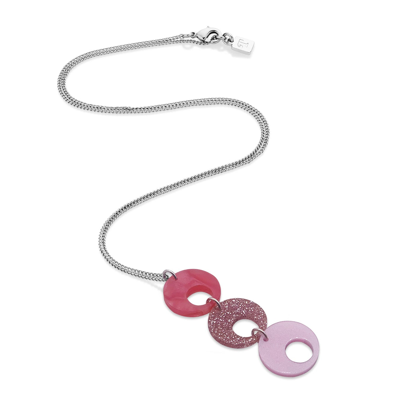 Retro Circles Pendant Necklace - Pink Mix