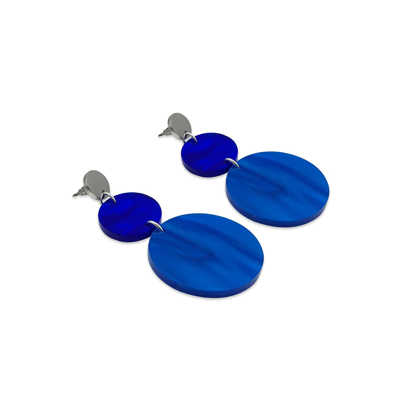 Royal Circle Earrings - Royal Blue Pearl & Royal Blue