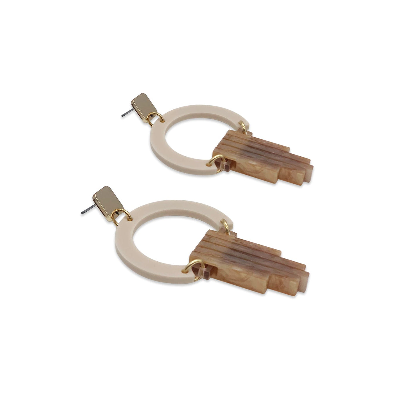 Art Deco Chandelier Earrings - Sandstone, Champagne & Mocha Mousse