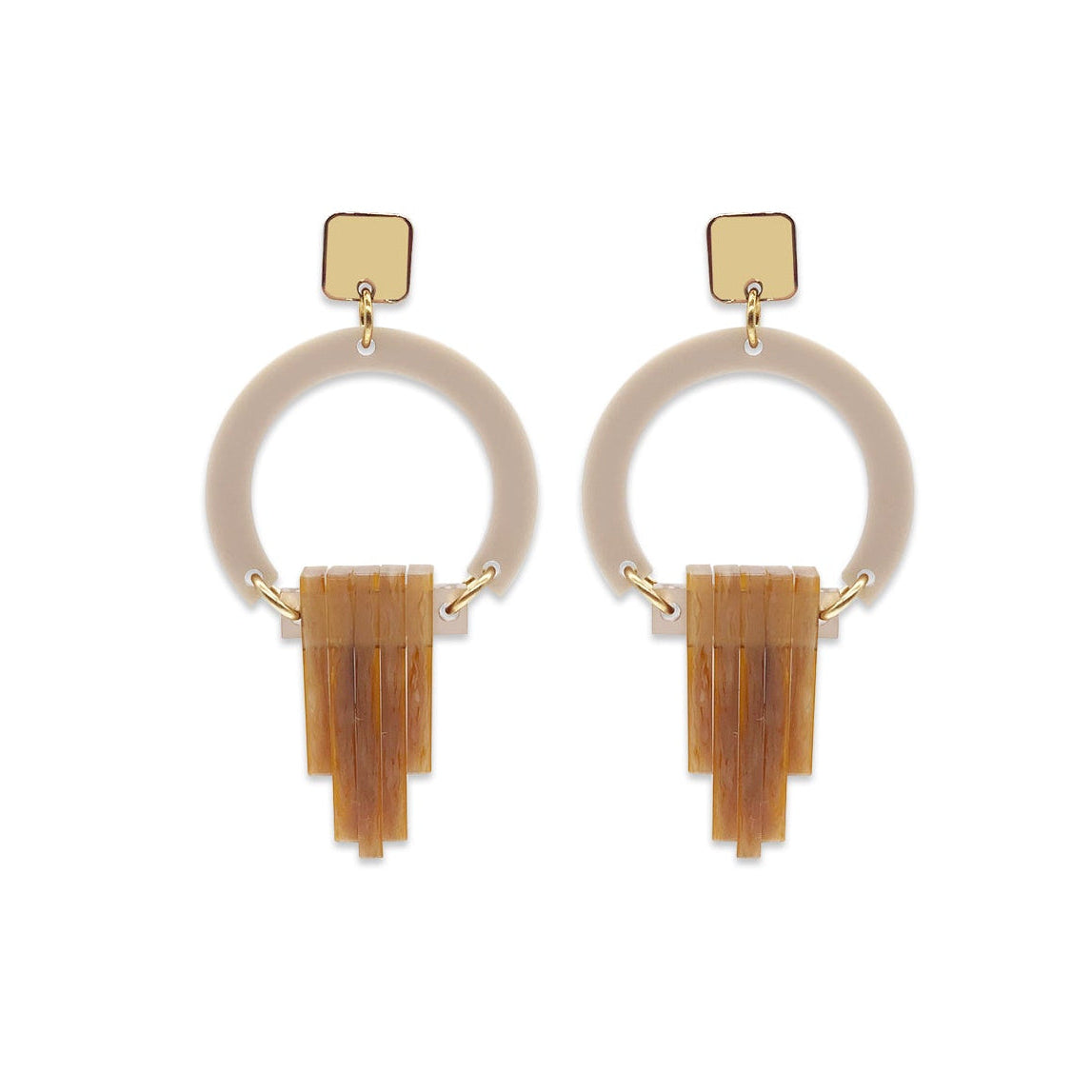 Art Deco Chandelier Earrings - Sandstone, Champagne & Mocha Mousse