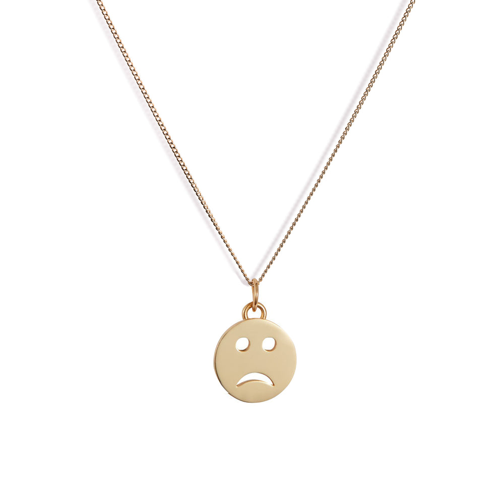 Mood Pendant Necklace Gold Vermeil - Sad