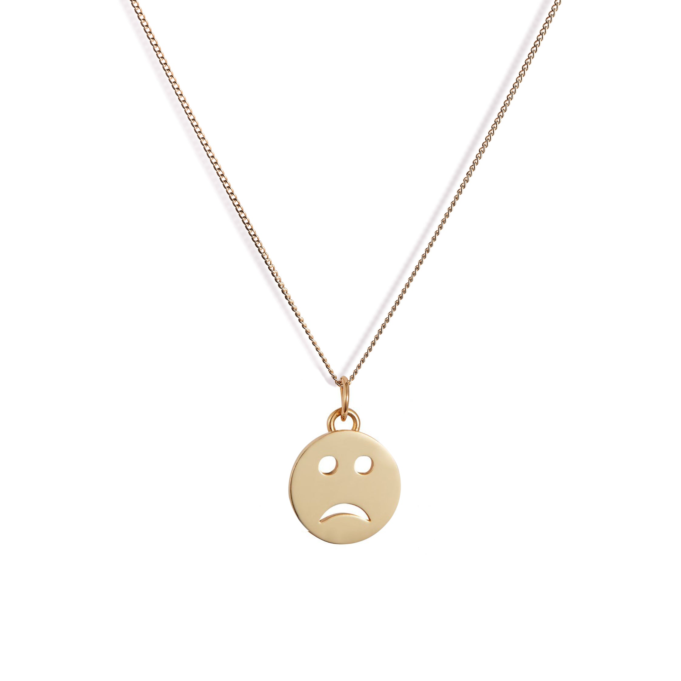 Mood Pendant Necklace Gold Vermeil - Sad