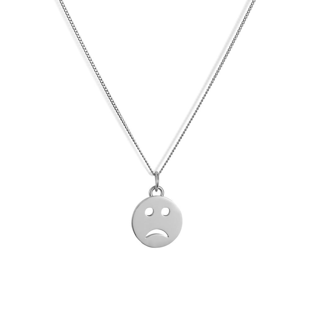 Mood Pendant Necklace Sterling Silver -  Sad