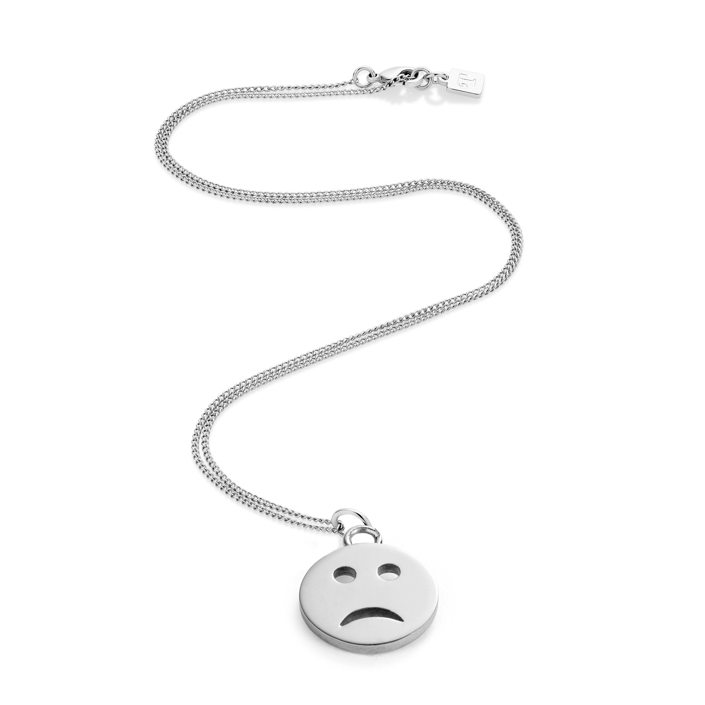 Mood Pendant Necklace Sterling Silver -  Sad