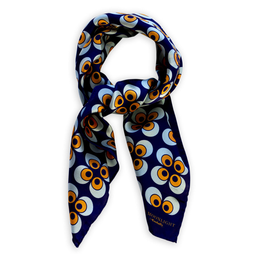 By Moonlights Skinny Silk Scarf- Navy