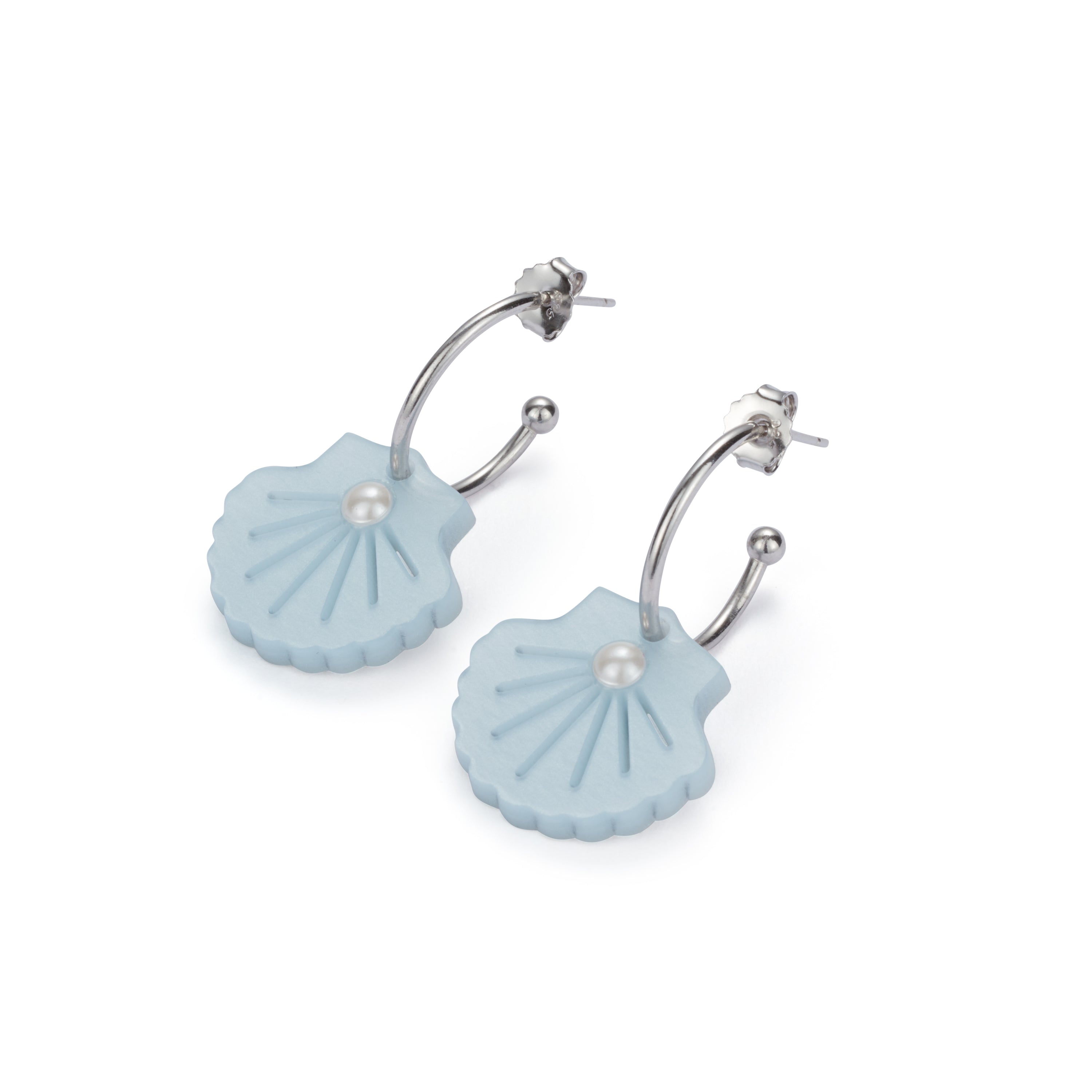 Shell Hoop Earrings - Blue