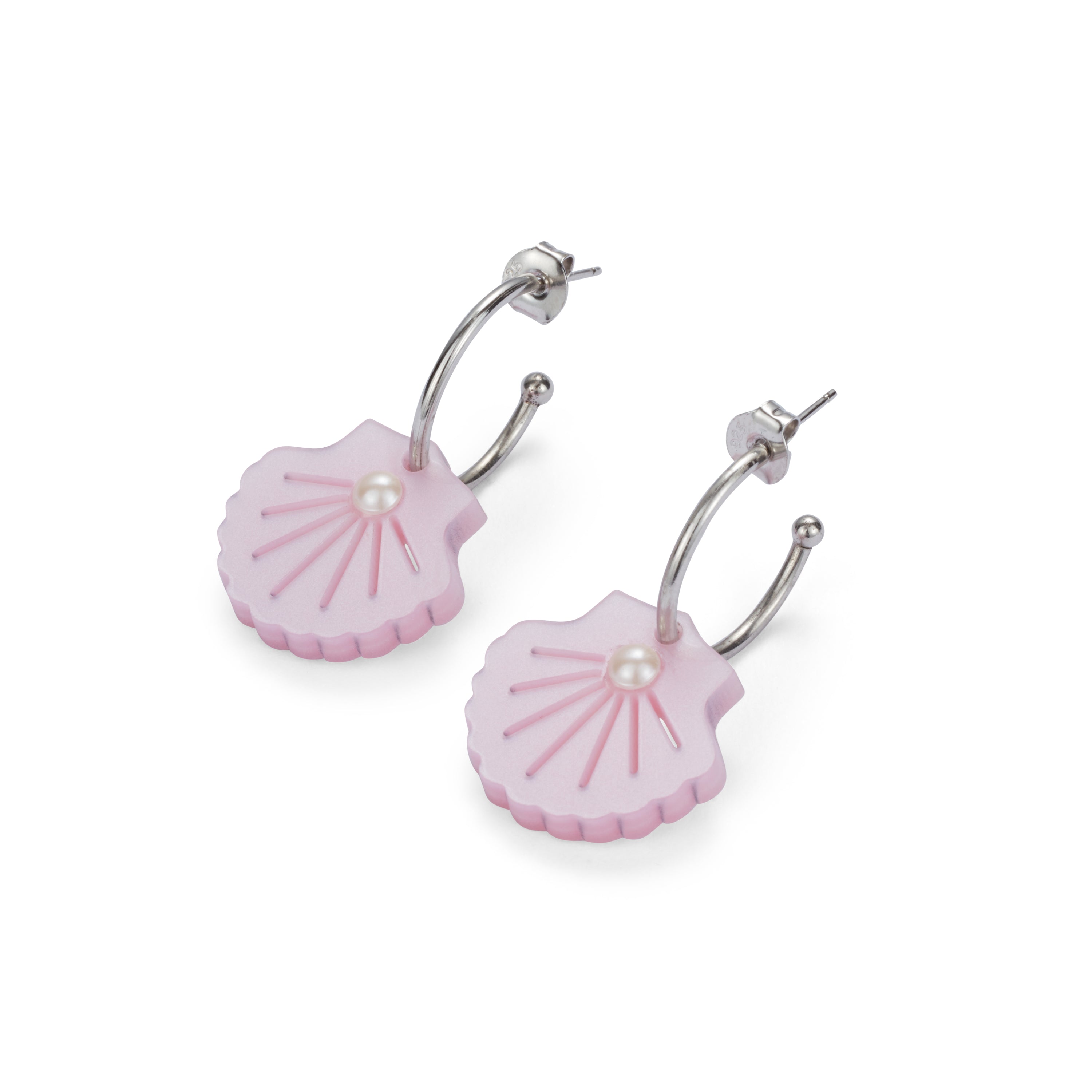 Shell Hoop Earrings - Pink