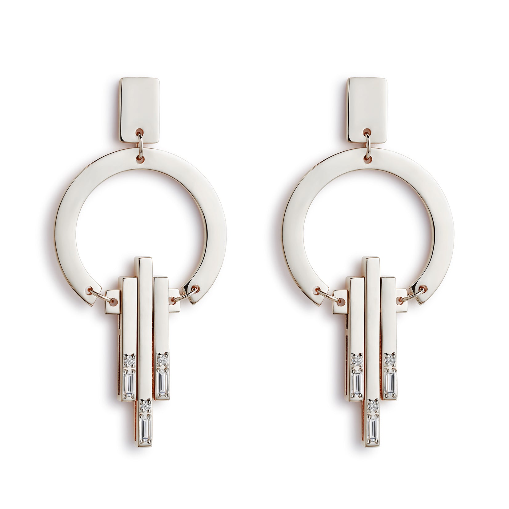 Petite Art Deco Chandelier Earrings - Sterling Silver & Cubic Zirconia