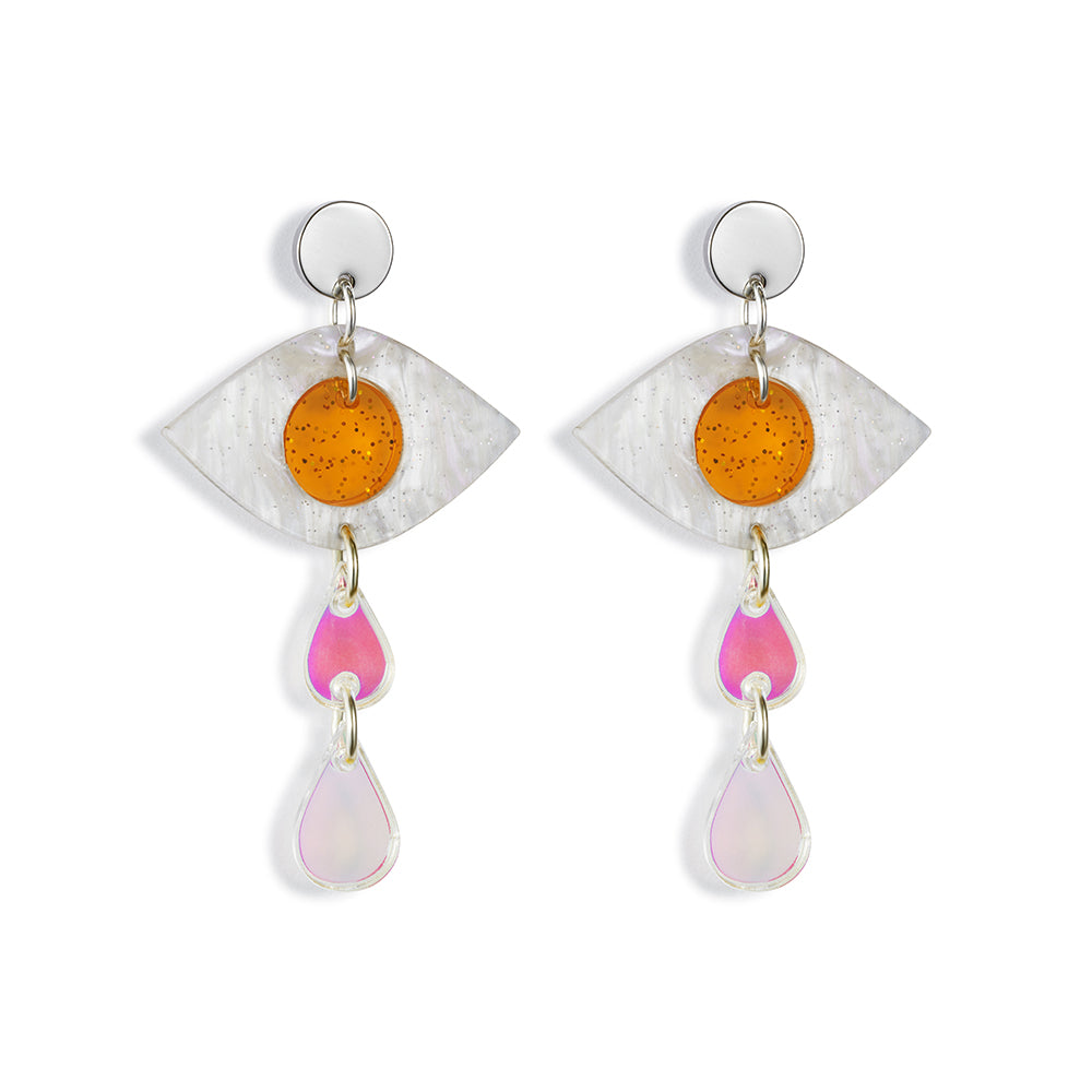 Eye Drop Earrings - Orange