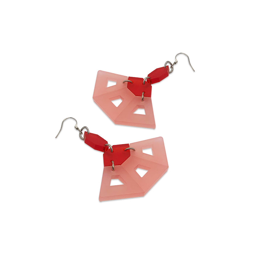 Small Flamenco Earrings - Blush Pink & Chilli Red