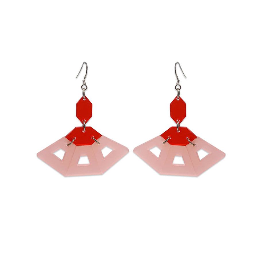 Small Flamenco Earrings - Blush Pink & Chilli Red