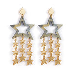 Star Chandelier Earrings - Inky Black & Gold