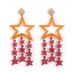Star Chandelier Earrings - Orange & Cerise