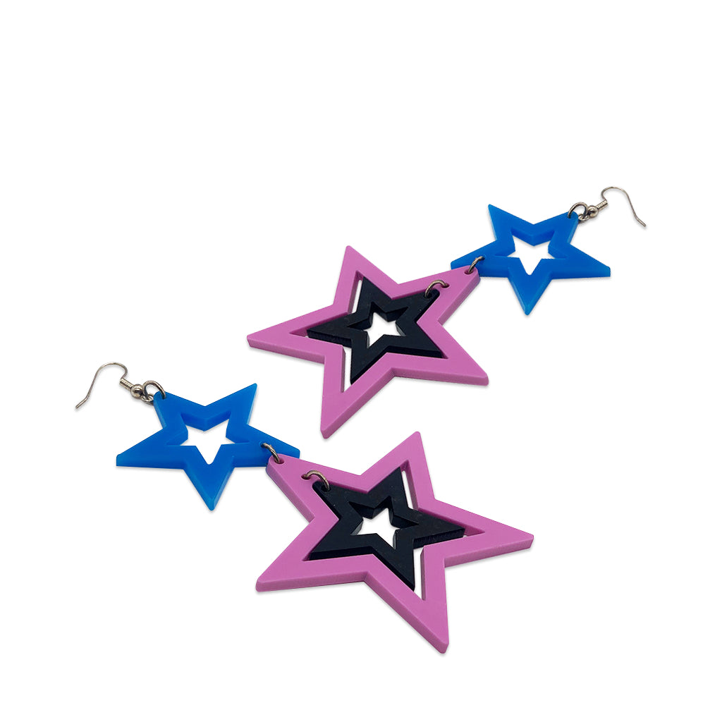 Stars - Pink, Black & Blue Gloss