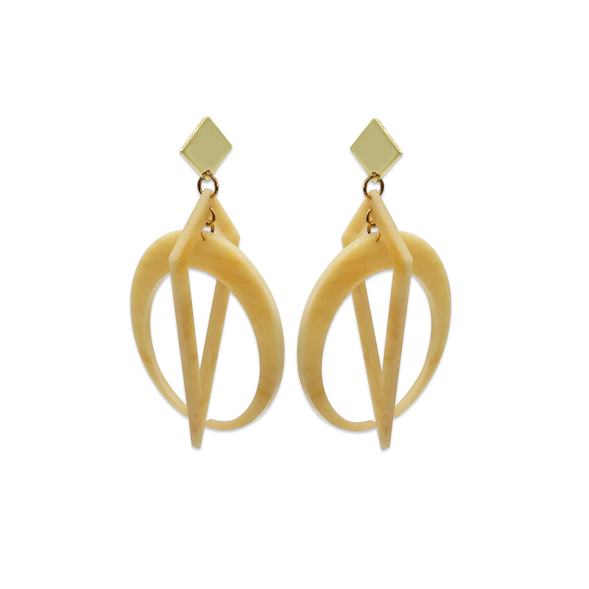 Statement Crescent Hoops - Caramel Marble