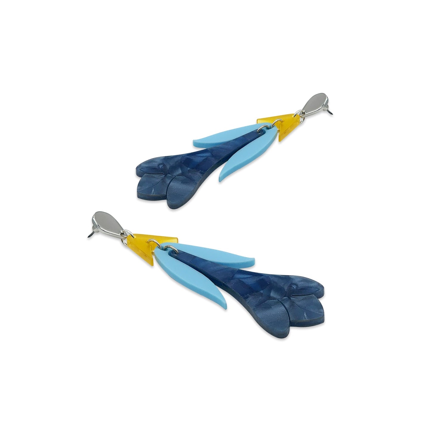Statement Crocus Earrings - Blue & Yellow