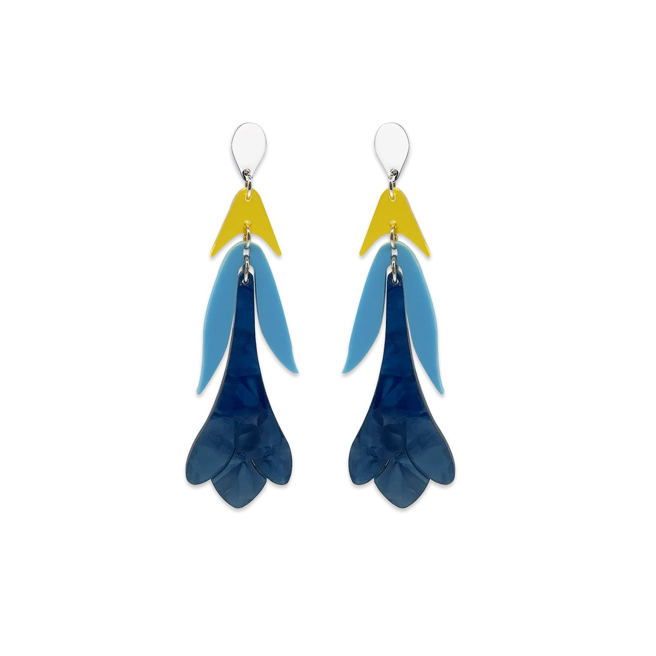 Statement Crocus Earrings - Blue & Yellow