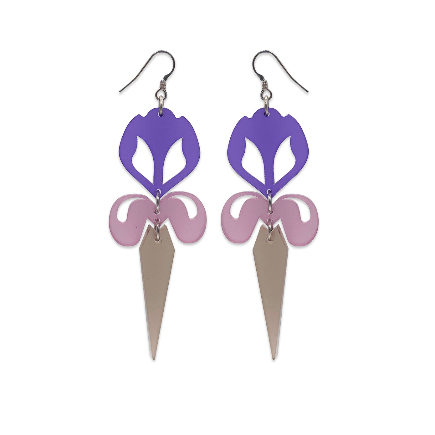 Statement Flower Earrings - Purple Mix
