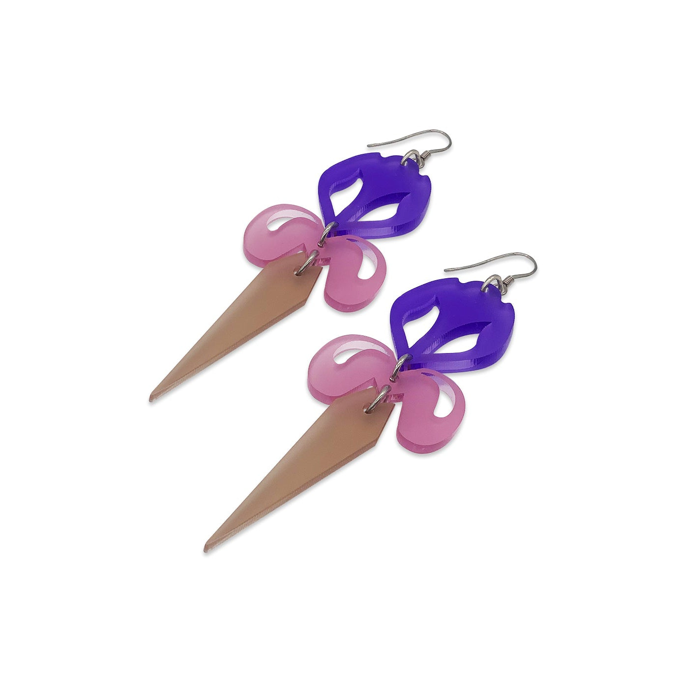 Statement Flower Earrings - Purple Mix