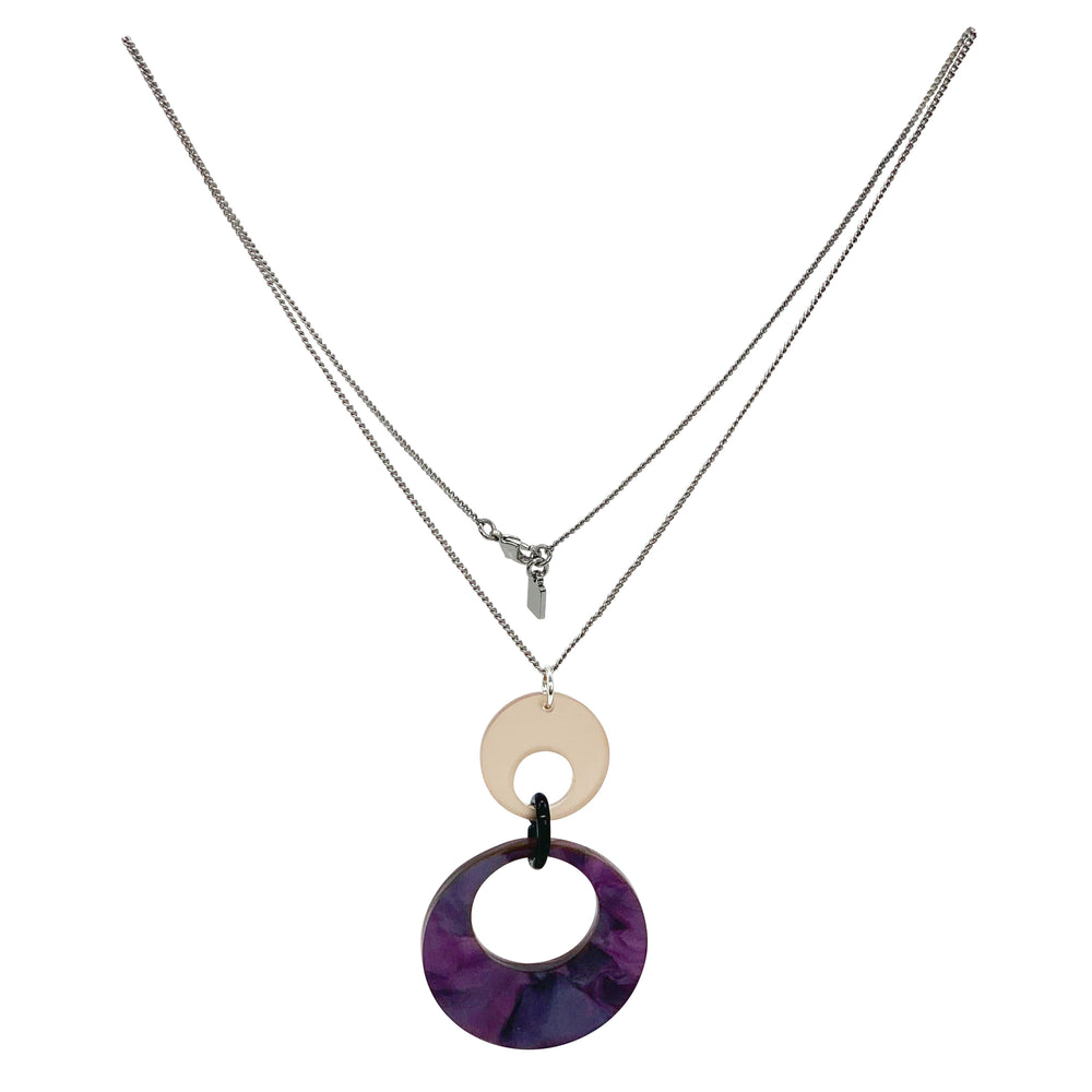 Swinging Circle Pendant - Amethyst Pearl & Champagne