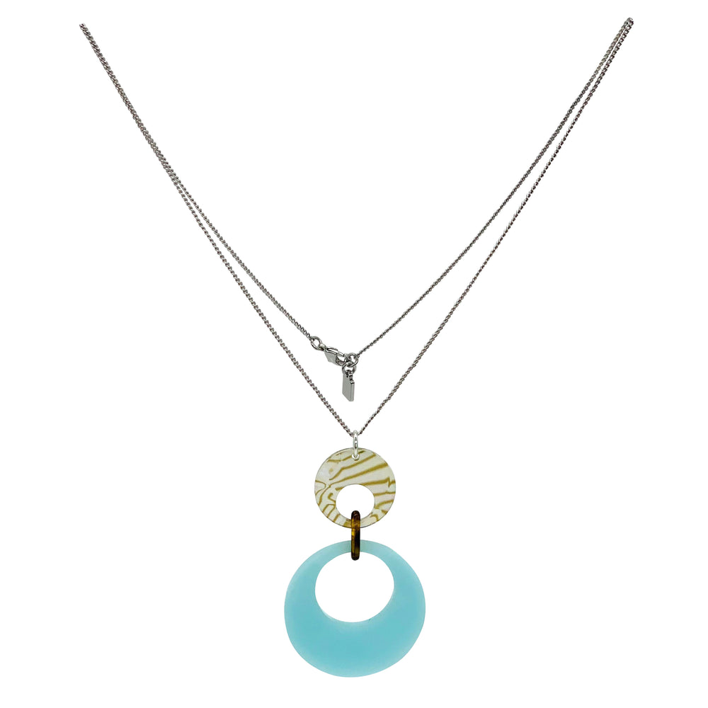 Swinging Circle Pendant - Island Blue & Shell