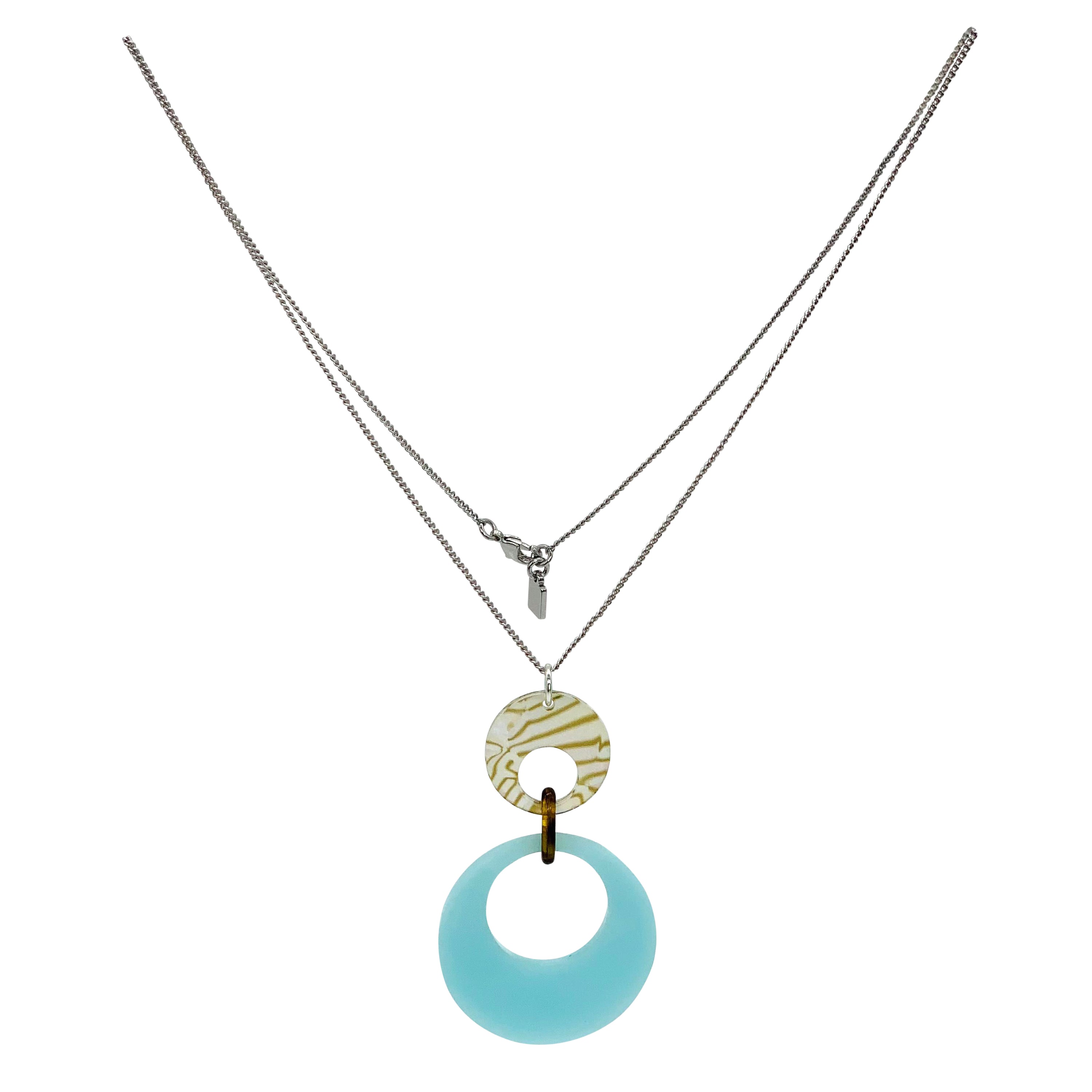 Swinging Circle Pendant - Island Blue & Shell