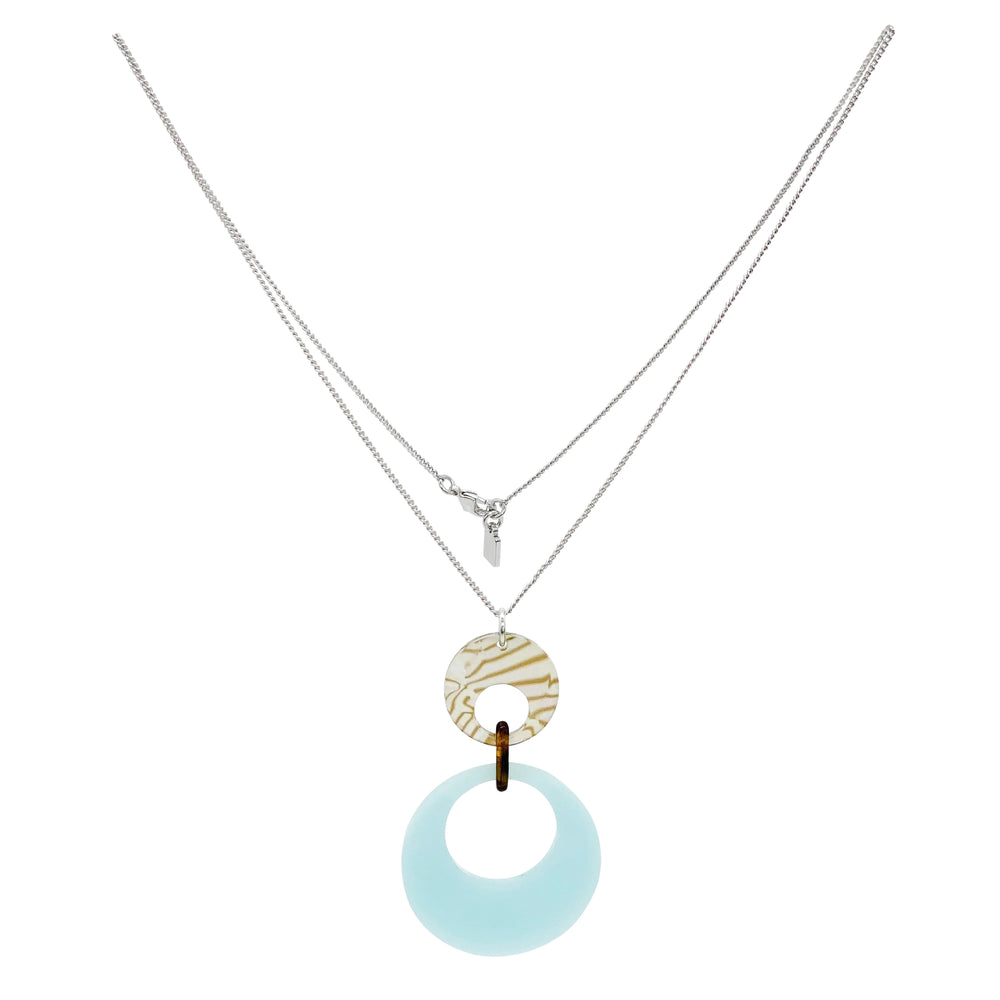 Swinging Circle Pendant - Island Blue & Shell