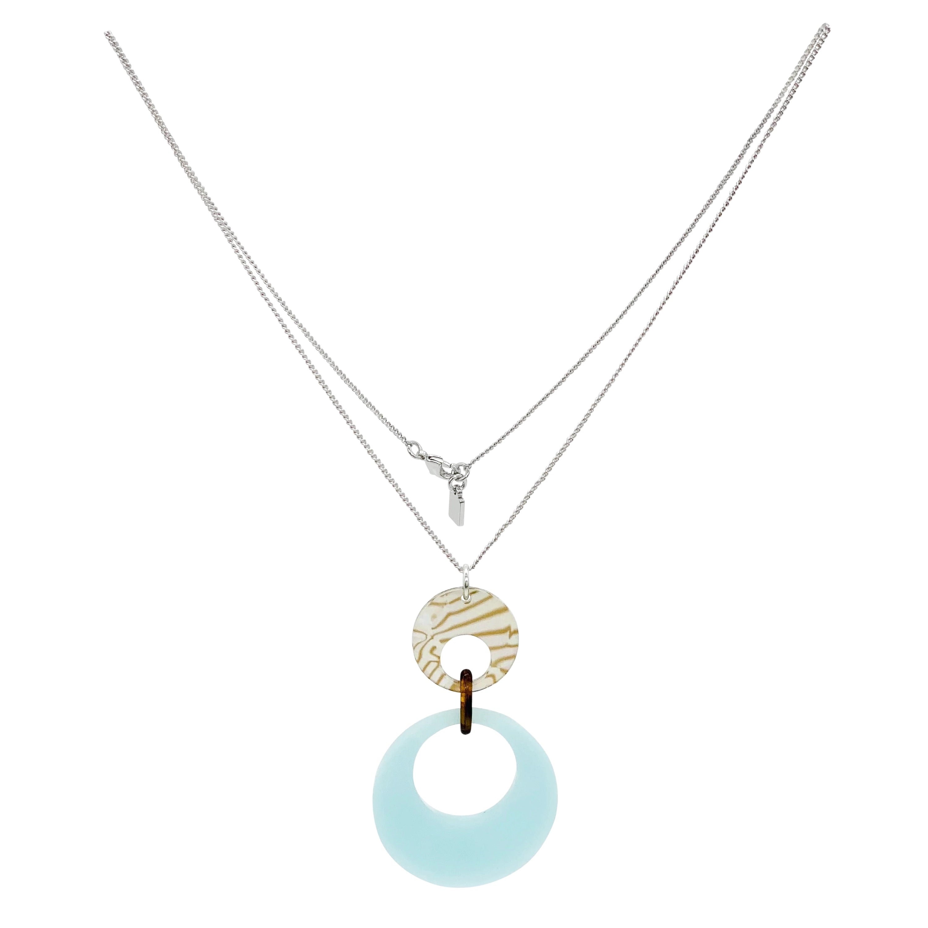 Swinging Circle Pendant - Island Blue & Shell