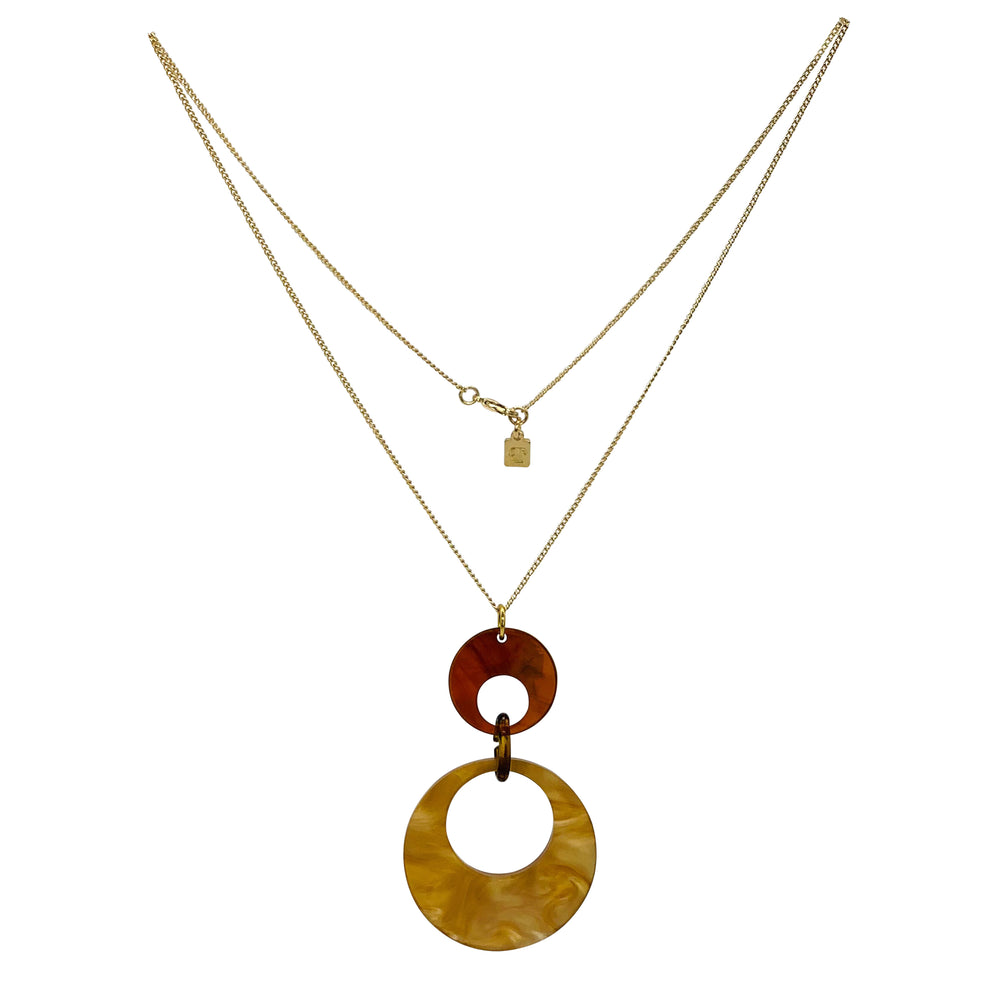 Swinging Circle Pendant - Caramel Swirl & Tortoiseshell